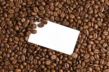 Image showing white card on coffee beans background