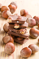 Image showing tasty chocolate with hazelnuts