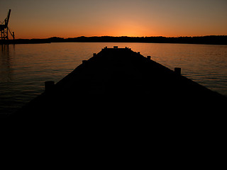 Image showing Harbour in sunrise