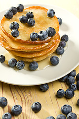 Image showing tasty pancakes with blueberries