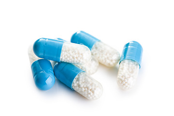 Image showing blue medical capsules