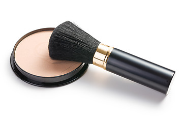 Image showing makeup brush and cosmetic powder compact 