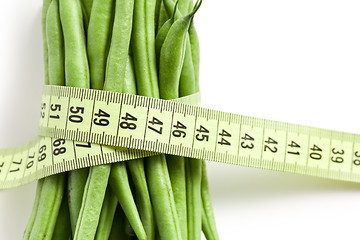 Image showing bean pods with measuring tape