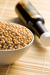 Image showing soy sauce and soy beans