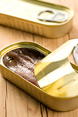 Image showing anchovies fillets in tin can