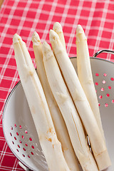 Image showing white asparagus in colander
