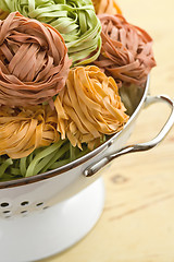 Image showing pasta tagliatelle in colander