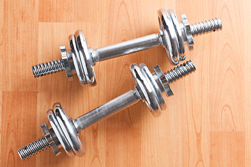 Image showing chrome dumbells