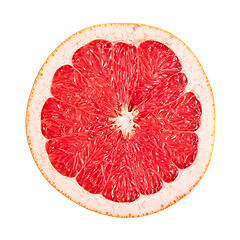 Image showing sliced red grapefruit on white