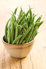 Image showing bean pods in brown bowl