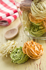 Image showing colorful pasta tagliatelle