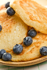 Image showing tasty pancakes with blueberries