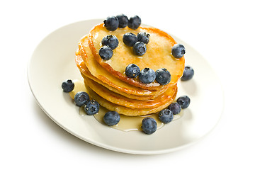 Image showing tasty pancakes with blueberries