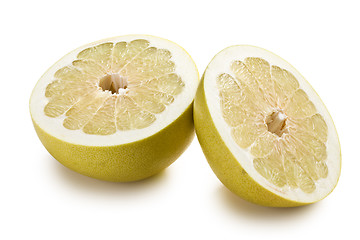 Image showing two halves of pomelo fruit