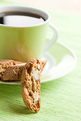 Image showing italian cantuccini cookies and coffee cup