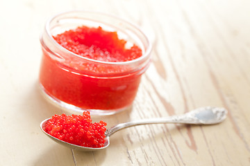 Image showing red caviar in spoon