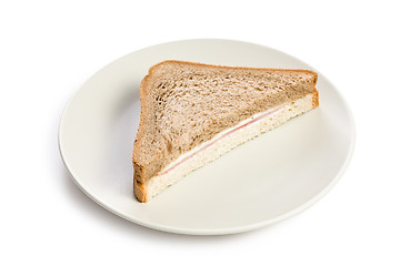 Image showing ham sandwich on plate