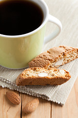 Image showing italian cantuccini cookies and coffee cup