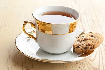 Image showing chocolate cookies with tea