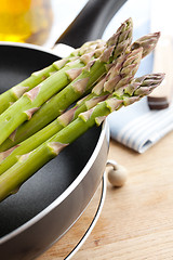 Image showing asparagus on pan