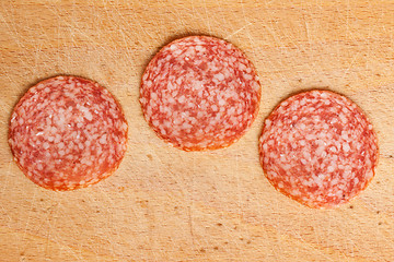 Image showing slices of fresh salami