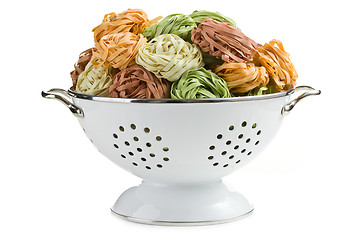 Image showing pasta tagliatelle in colander