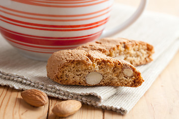 Image showing italian cantuccini cookies and coffee cup