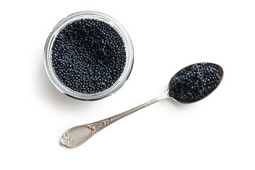 Image showing black caviar in spoon