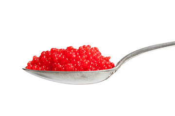 Image showing red caviar in spoon