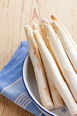 Image showing white asparagus on kitchen table