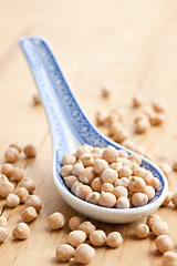 Image showing chickpeas in porcelain spoon