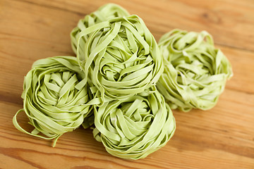 Image showing green pasta tagliatelle 