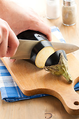 Image showing cutting of eggplant