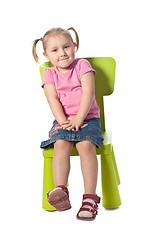 Image showing little child sits on a chair