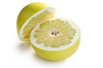 Image showing two halves of pomelo fruit