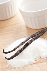 Image showing vanilla beans with sugar