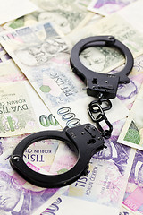 Image showing handcuffs on czech money