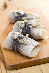 Image showing rollmops on kitchen table