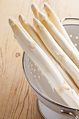 Image showing white asparagus in colander