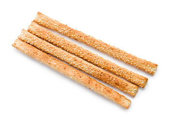 Image showing grissini sticks with sesame seeds