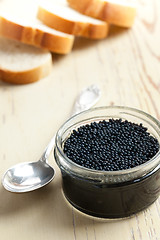 Image showing black caviar in glass jar