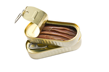 Image showing anchovies fillets in tin can