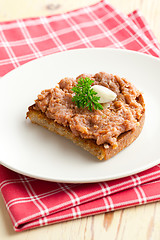 Image showing  roasted bread with steak tartare