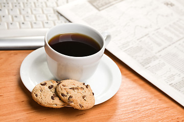 Image showing  breakfast in office