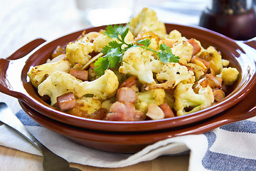 Image showing Roasted Cauliflower with Ham