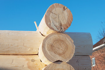 Image showing Frame house built of pine logs