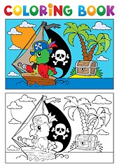 Image showing Coloring book pirate parrot theme 3