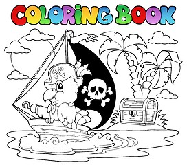Image showing Coloring book pirate parrot theme 2