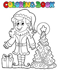 Image showing Coloring book Christmas elf theme 3