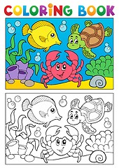 Image showing Coloring book with marine animals 5